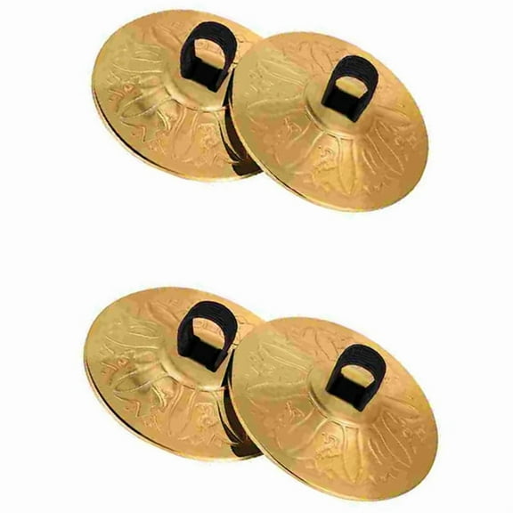 Qtmnekly 4pcs Copper Finger Cymbals Small Finger Cymbals Belly Dancing Mini Cymbals Musical Instrument Saucers brass Yellow