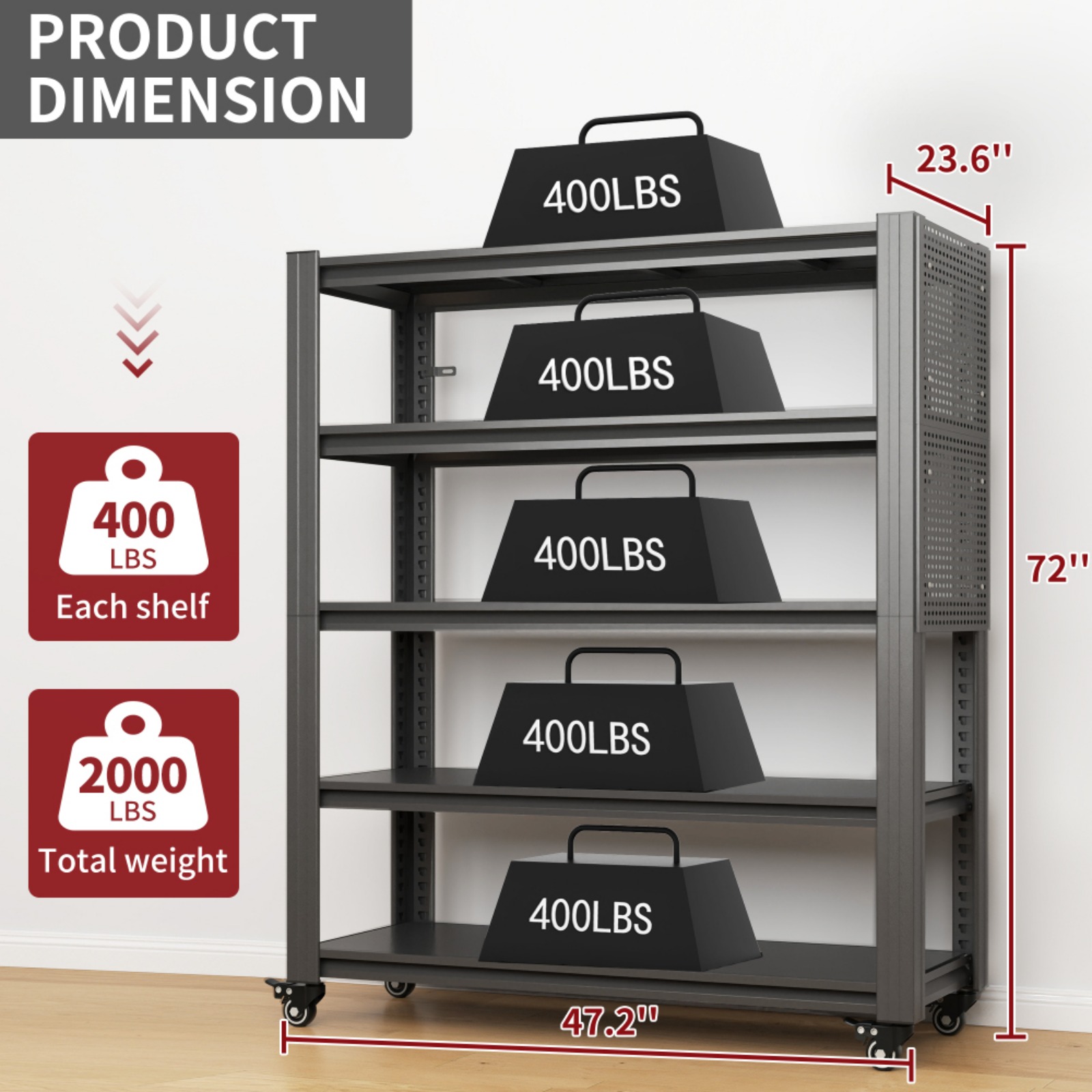 Metal Shelves for Storage Garage Shelving 2000LBS Heavy Duty Storage Shelves Adjustable Garage Shelf Industrial Shelving Unit Storage Utility Rack