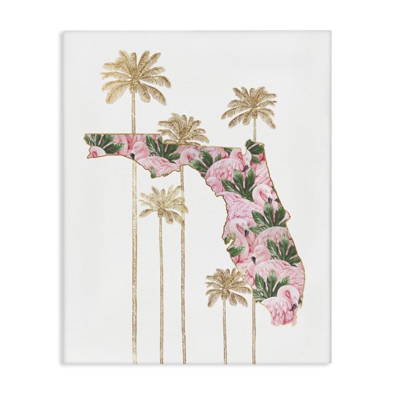 Stupell Industries Glam Florida State Flamingo Pattern Canvas Art, 16 x 20, by Ziwei Li