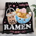 thumbnail image 5 of 1pc Cozy Ramen and Boba Blanket - Soft, Plush, Multi-Purpose Throw Blanket for Couch, Sofa, Office, Bed, Camping, Travel - Perfect Gift for All Seasons, 5 of 6