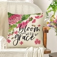 thumbnail image 6 of Pink Geranium Flower Decorative Throw Pillow Covers 16x16 Set of 4, Sweet Home Floral Mason Jar Spring Summer Cushion Case Decor, Bloom with Grace Live Laugh Love Home Decoration for Sofa Couch, 6 of 6