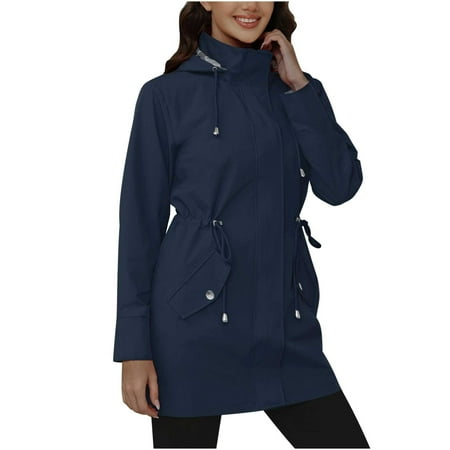 XFLWAM Women s Rain Jacket Lightweight Waterproof Raincoat Winter Outdoor Hooded Windbreaker Trench Coat with Pockets Navy Blue XXL XFLWAM Women s Rain Jacket Lightweight Waterproof Raincoat Winter Outdoor Hooded Windbreaker Trench Coat with Pockets Navy Blue XXL
