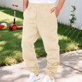 thumbnail image 2 of CPNG Boys Fleece Lined Sweatpants Casual Solid Color Elastic Waist Loose Pants Sports Pants Casual Jogger(Khaki,5-6 Years), 2 of 9