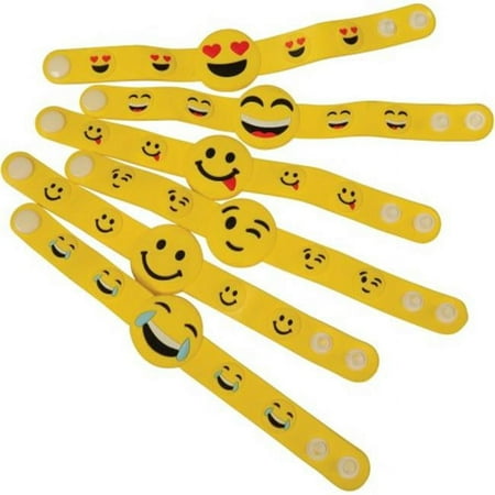 Plastic Snap Emoji Bracelet Easter Egg Filler 8.25" Party Favors, 6 CT, Yellow