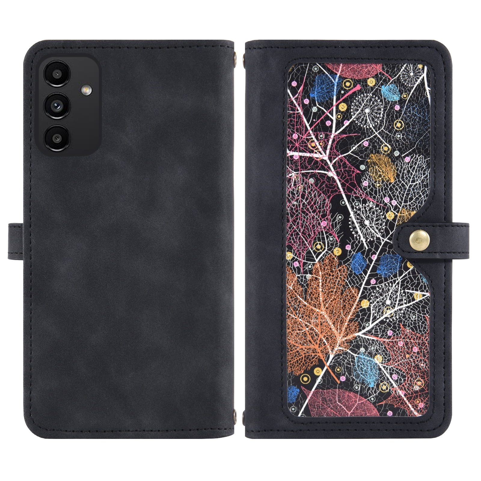Asuwish Phone Case for Samsung Galaxy A13 4G/5G Wallet Cover With Tempered Glass Screen Protector Crossbody Wrist Strap Flip Pattern Zipper Credit Card Holder Cell A04s M13 G5 A 13 LTE 13A 2022 Black
