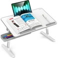 thumbnail image 2 of UTAH-Besign LT05 Adjustable Laptop Table, Lap Desk, Portable Standing Bed Desk, Foldable Sofa Breakfast Tray, Notebook Computer Stand for Reading and Writing (White), 2 of 4