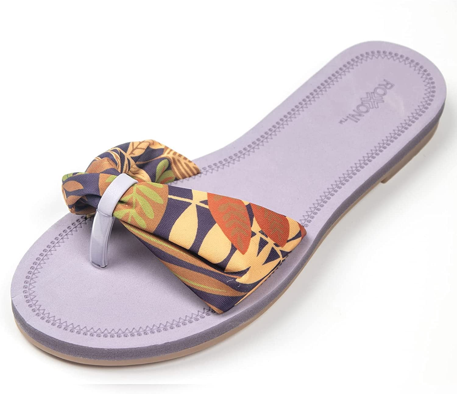 Women’s Floral Lace Strap Sandals – Boho Summer Slides with Colorful Flower Pattern, Trendy Indoor & Outdoor Casual Sandals