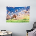thumbnail image 1 of Longhorn Tapestry, Photography of Female Cow in Pasture at Sunrise with Cloudy Sky Landscape Print, Wall Hanging for Bedroom Living Room Dorm Decor, 60"W X 40"L,Multicolor, by Ambesonne, 1 of 2