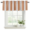 thumbnail image 2 of Burnt Orange Grey Stripe Valances for Windows, Decorative Rod Pocket Window Valance Curtains, Farmhouse Minimalist Striped Short Curtain Drapes for Kitchen/Living Room, 2 Panels, 42" W x 12" L, 2 of 8