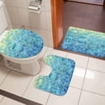 thumbnail image 4 of Turquoise Blue Teal Bath Mat 3 Piece Bathroom Rug Set, Chic Stained Glass Texture Aesthetic Non Slip Bath Rug Contour Mat and Toilet Lid Cover, Absorbent Shower Mats Soft Bath Rugs and Mats Sets, 4 of 8