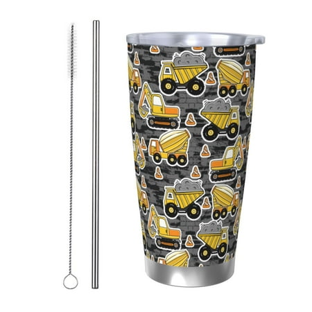 

Gaeub Excavator At Work Print 20-Ounce Stainless Steel Car Cup Tumblers Cups with Lids and Straw Coffee Cups for Adults Kids Home Car Office School Travel Party-Straw Two-piece Set