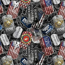 United States Marine Corp Cotton Fabric by Sykel-U.S. Marines Dog Tags