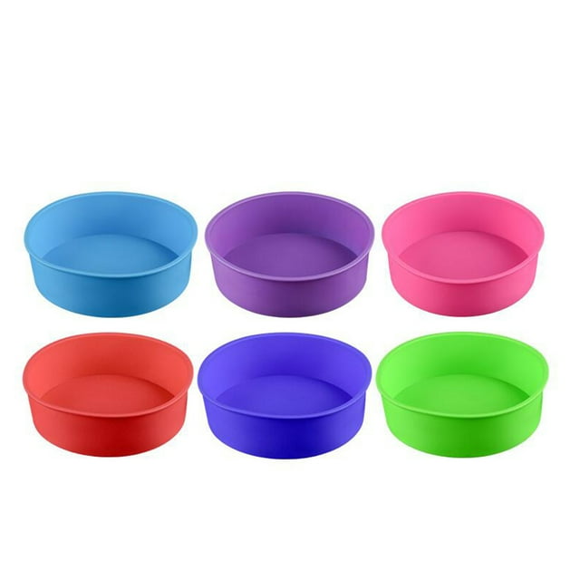 Molde para hornear de silicona para hornear Molde para hornear redondo de 6 pulgadas Sartén antiadherente para hornear BPA (color al azar)