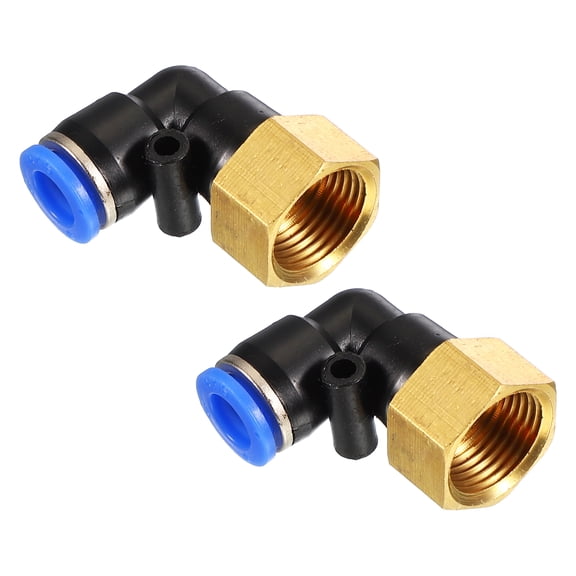 Uxcell 3/8" Push to Connect Fitting 2 Pack PT Female Thread 90 Degree Connect 8mm Tubing Elbow Adapter