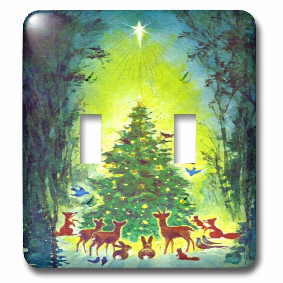 3dRose, Christmas tree animals, double toggle switch