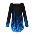 thumbnail image 4 of QATAINLAV Plus Size Tops for Women Loose Round Neck T Shirts Fall Casual Pullover Blouse Flame Printing Long Sleeve Sweatshirt Today Prime Sales Blue M, 4 of 6