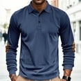 thumbnail image 5 of Resicozy Men's Corduroy Shirts Solid Color 2025 Fall Half Button Long Sleeves Shirt Casual Work Collared Shirts Navy M, 5 of 9