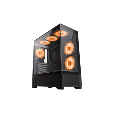 GAMEMAX VISTA AB Black Mid-tower ATX Computer Case w/6  x 120mm ARGB Fans (2 x MB side, 3 x PSU Top Cover, 1 x Rear) Pre-Installed
