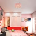 thumbnail image 3 of 3 Light Pink Chandelier Drum Flush Mount Chandelier Crystal Ceiling Light Fixture Girl's Bedroom Chandelier, 3 of 5