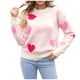 thumbnail image 2 of Suéter de cuello redondo para mujer, cómodo, con estampado de amor, manga larga, cuello redondo, suéter para mujer, 2 of 4