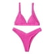 thumbnail image 2 of Traje de baño para mujer, bikini de dos piezas con tirantes y rayas de color liso, conjunto de bikini para mujer, 2 of 7