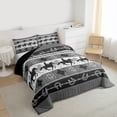 thumbnail image 3 of Homewish Grey Fashion Aztec Queen Comforter Set, Western Tribal Cowgirl Bedding Sets, Rustic Farmhouse Horse Reversible Bedding Comforter Set, Super Cozy Room Decor, 3pcs, 3 of 8
