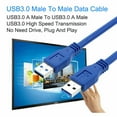thumbnail image 2 of CableVantage New USB 3.0 Male to Male Cable Cord for Data Transfer Hard Drive Blue 2FT, 2 of 2