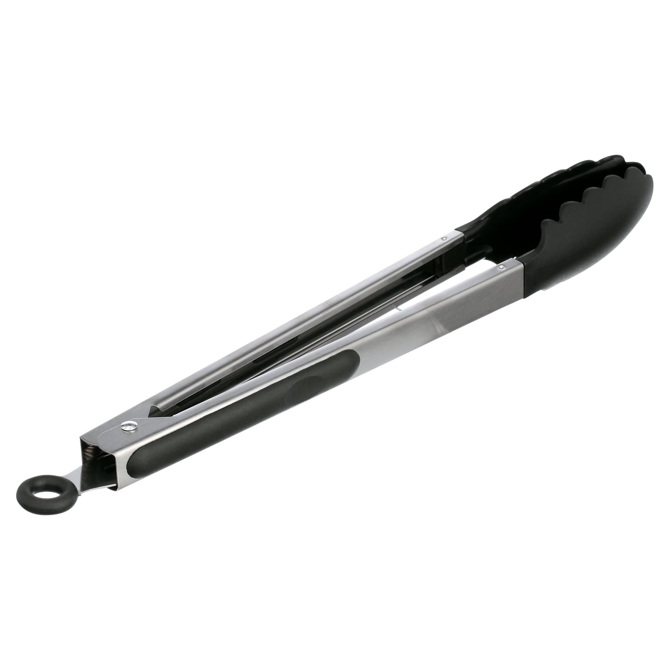 Mainstays Stainless Steel and Black Dripless Tongs