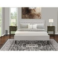 thumbnail image 2 of East West Furniture FN08K-2VL07 3-Piece Platform King Size Bed Set with 1 Wingback Bed and 2 Small End Tables - Mist Beige Linen Fabric, 2 of 8