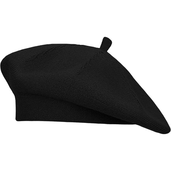 Kukuzhu Beret Hat French Style Stretchy Knitting Solid Color Both Side Usable