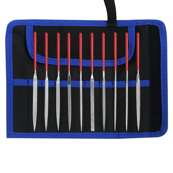 10Pcs Diamond File,Dipped Handle Needle File Set,Micro Jewels File,Come with a Storage Bag,Suitable for Metal, Wood, Jewels, Glass, Ceramics, Leather, 3D-Print, etc. (7cm Usable File Length)