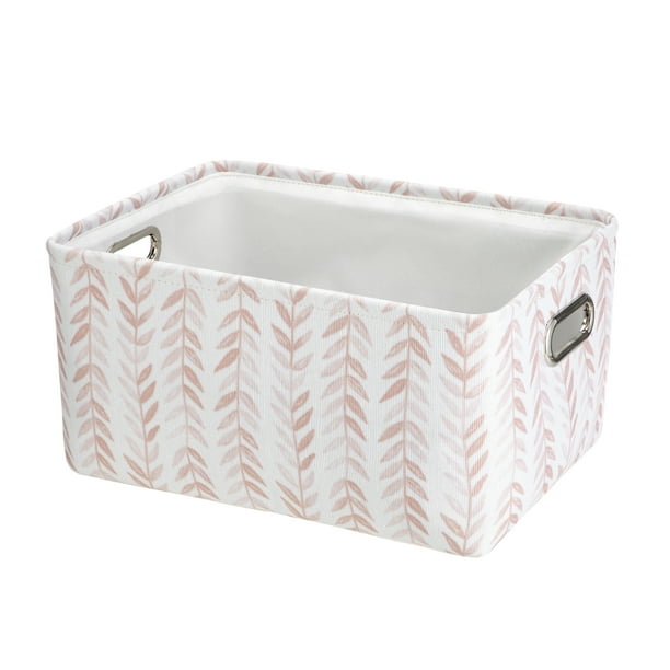 Mainstays Blush Leaf Canvas Storage Basket with Handles