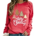 thumbnail image 6 of Christmas Sweatshirt for Women, Powerdelux Casual Style Long Sleeve Christmas Tree Pattern Crew Neck Pullover, 6 of 6