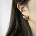thumbnail image 3 of Hebilla de oreja de acero inoxidable clásica para mujer, Color dorado, pendientes de aro de círculo pequeño y grande, accesorios de joyería Punk Hip Hop, 3 of 5