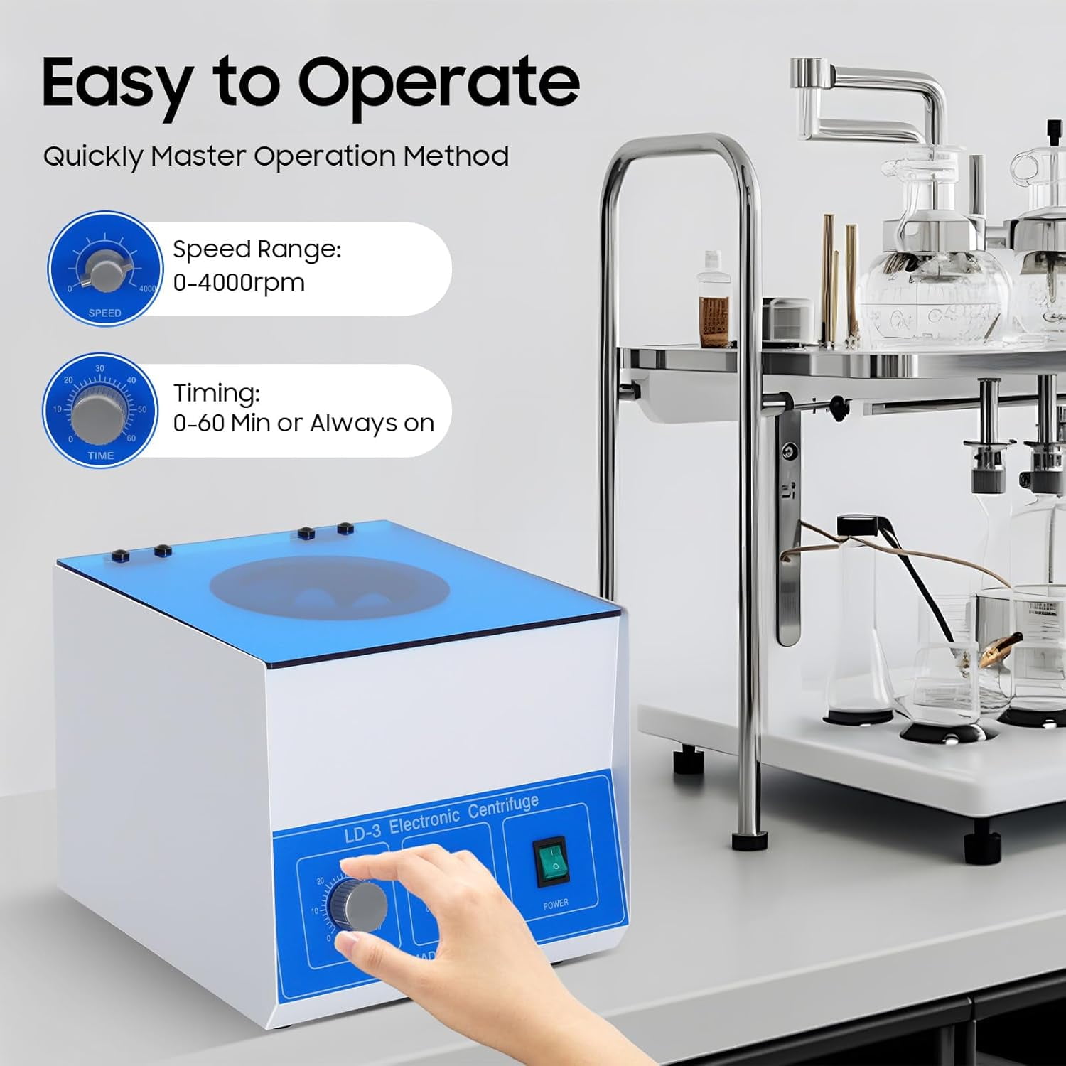 Lab Benchtop Centrifuge Machine 6x50ml LD-3 Electric Benchtop Centrifuges 2770xg 4000r/min Low Speed Centrifugal Machine for Lab Medical Practice