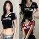 thumbnail image 3 of Camiseta de manga corta con cuello en V y estampado de moda para mujer Wom хι, 3 of 7