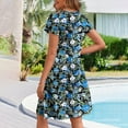 thumbnail image 5 of Floral Dress for Women Summer Casual Short Sleeve Button Front V Neck A-Line Swing Dress with Pockets, 5 of 7