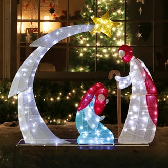 ProductWorks 32-Inch Pre-Lit Candy Cane Lane Santa Claus Christmas