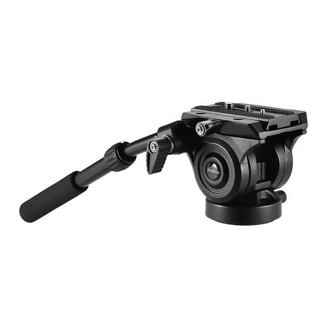 Cabezal de trípode para videocámara Andoer VH05, cabezal de movimiento horizontal y vertical con arrastre fluido