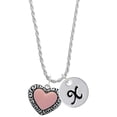 thumbnail image 1 of Delight Jewelry Silvertone Large Pink Enamel Heart with Swirl Border Silvertone Script Initial Disc - X - Charm Necklace, 20"+3", 1 of 1