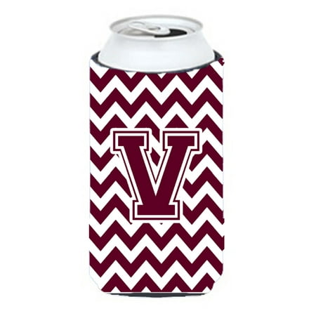 

Caroline s Treasures CJ1051-VTBC Letter V Chevron Maroon and White Tall Boy Hugger Tall Boy multicolor