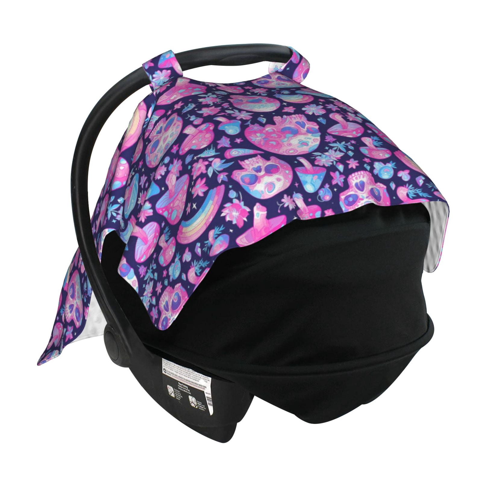 Car Seat Cover Baby - pink Skull rainbow mushroom Breathable Infant Car Seat Cover for Baby Carseat, Lightweight Comfort Baby Essentials Must Haves Newborn Stuff for Girl Boy