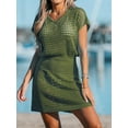 thumbnail image 4 of Cupshe Women's Crochet Swim Beach Cover up Button Short Sleeve, Size XS-XXL, 4 of 4