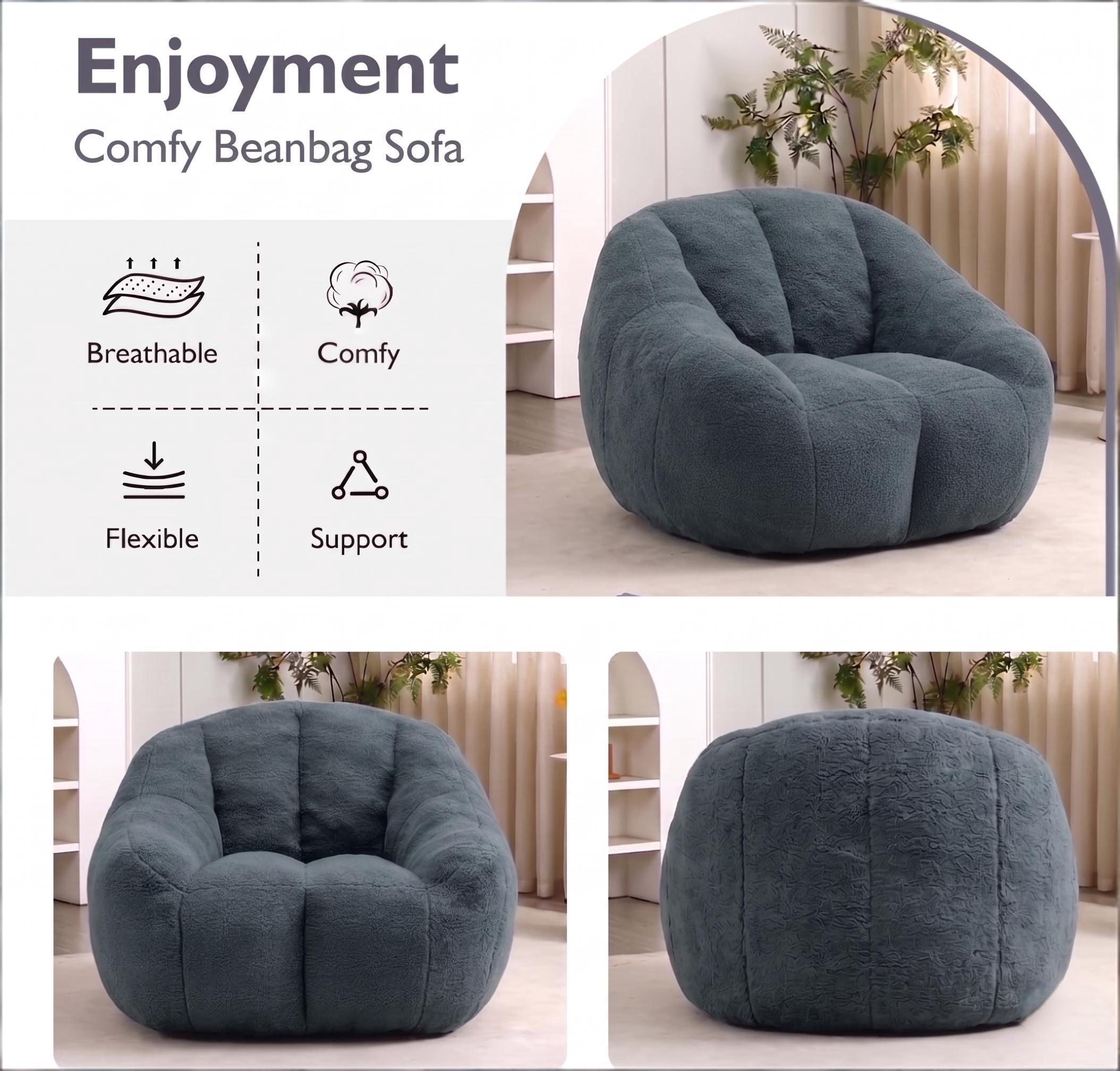 Howcool Bean Bag Chair with Filler, Memory Foam Tufted Fluffy Lazy Sofa for Living Room Dorm Apartment