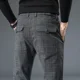 thumbnail image 3 of Pantalones azules de oficina para trabajo para hombres, pantalones ajustados con diseño de rayas para hombre, pantalones formales coreanos, reseñas de muchos pantalones chinos de lujo para hombre, tel, 3 of 5