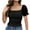 Black, variant on Besolor Women's Summer Crop Tops Square Neck Puff Short Sleeve Shirt Frill Shirred Smocked Going out Dressy Blouse