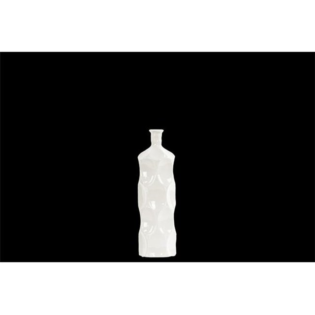 Urban Trends Collection 24411 Ceramic Round Bottle Vase With Dimpled Sides, Small - White