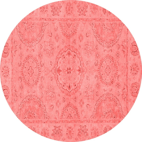 Ahgly Company Machine Washable Indoor Round Oriental Red Traditional Area Rugs, 4' Round