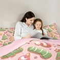 thumbnail image 5 of Manfei Kawaii Gingerbread Man 7 Pieces Bedding Comforter Set, Pink Green Xmas Tree Full Bedding Set, Cute Christmas Donut Reversible Fitted Sheet Flat Sheet, Lightweight Room Decor, 5 of 8