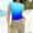 Blue, variant on YHAJDS Blouses for Women Short Sleeve Tshirts Cropped Round Neck All Over Print Stretchy Slim Fit Top